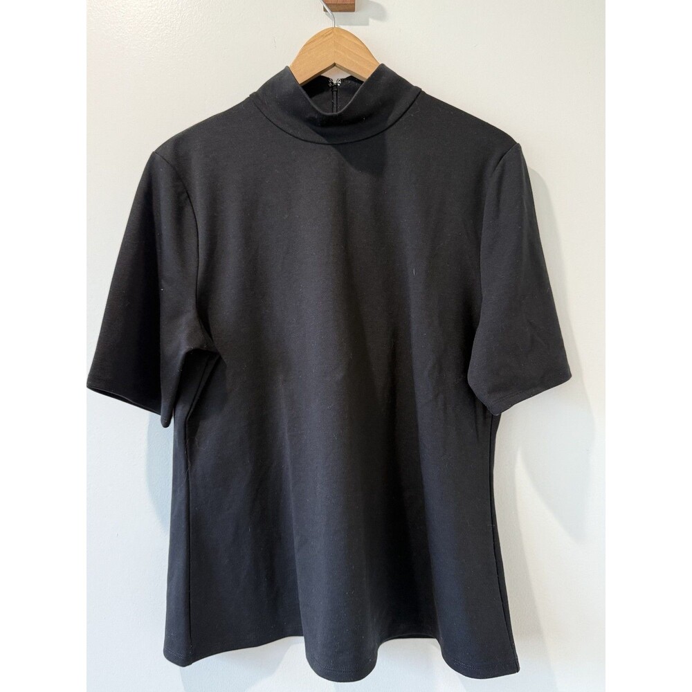 NYCO 7th Ave Design Studio Black Mock Neck Stretch Capsule Minimalist Office XL